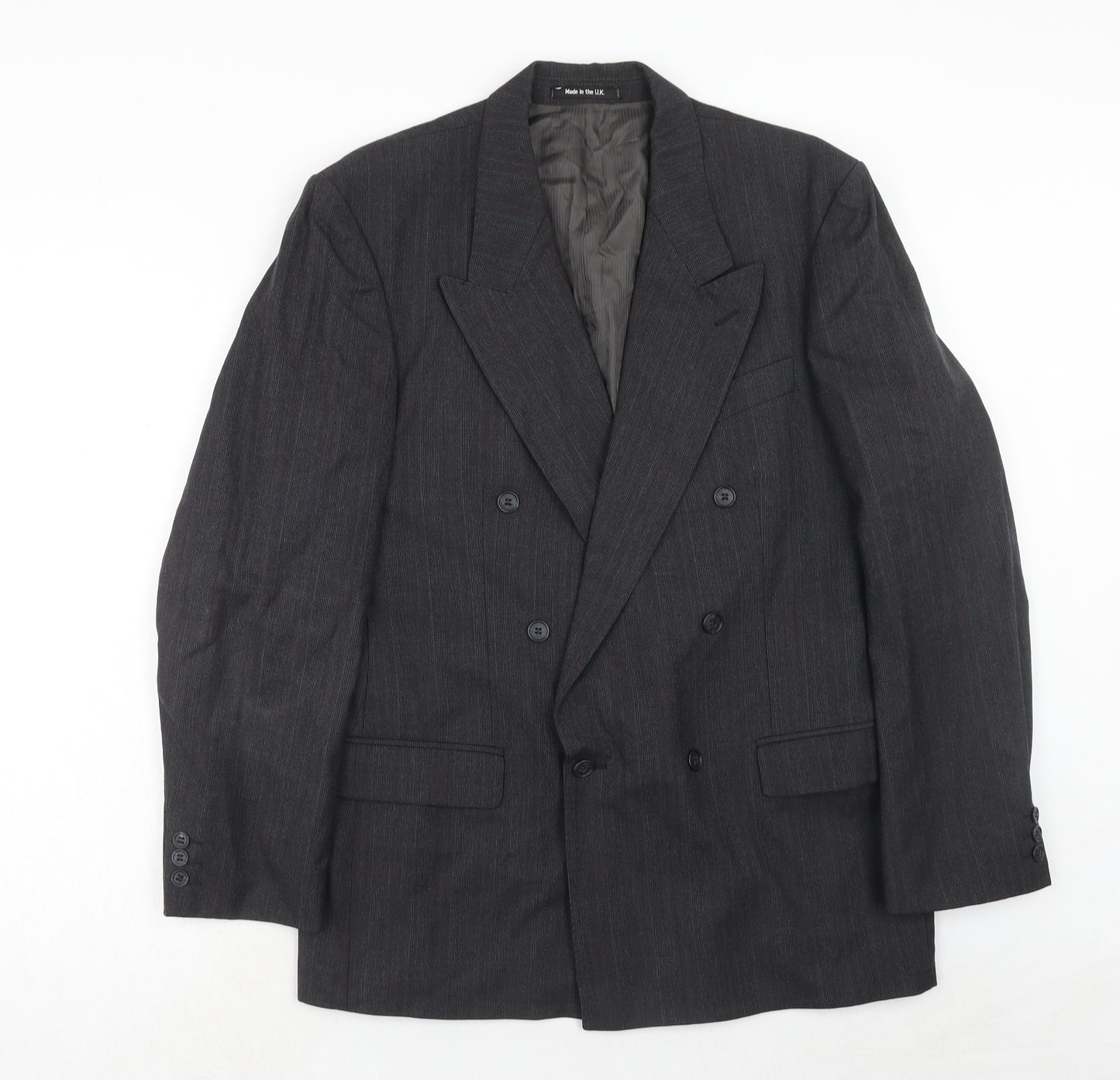 St.Michael Mens Grey Striped Wool Jacket Suit Jacket Size 40 Regular