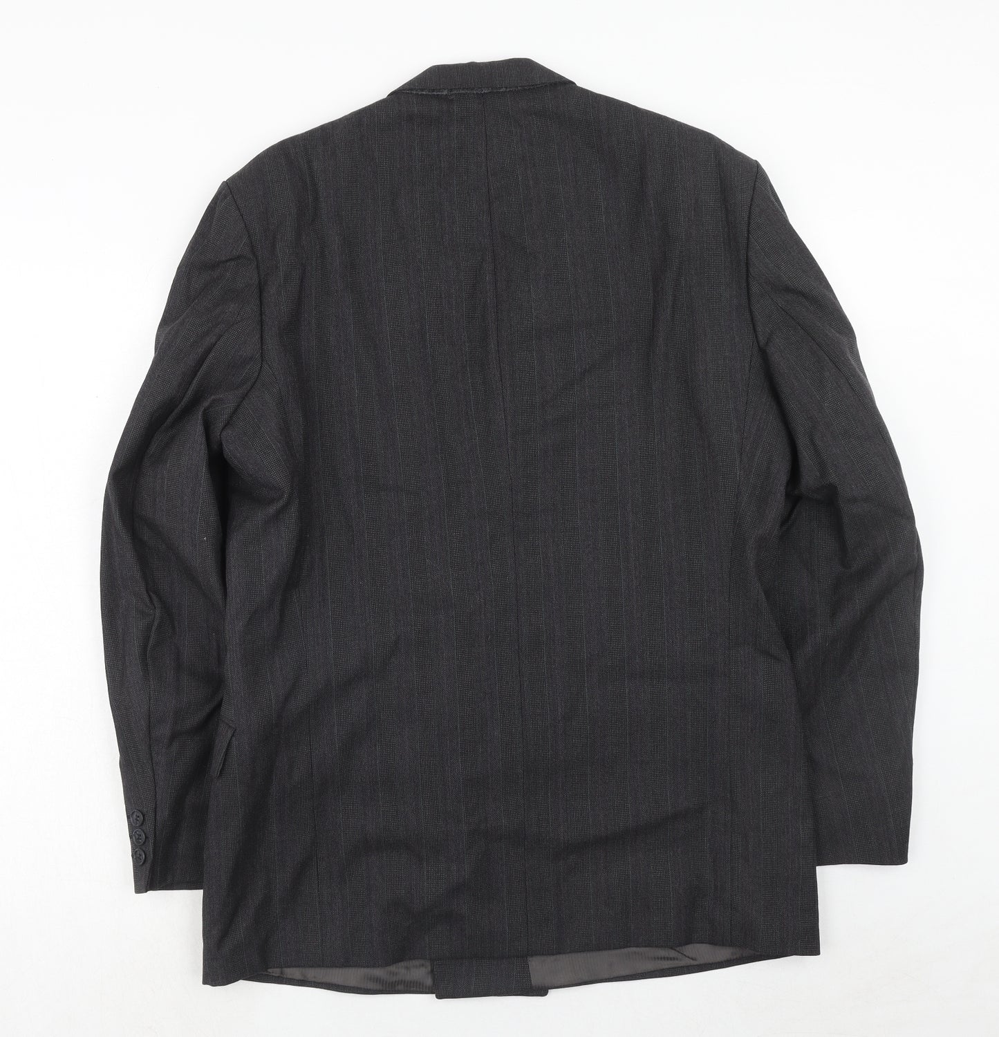 St.Michael Mens Grey Striped Wool Jacket Suit Jacket Size 40 Regular