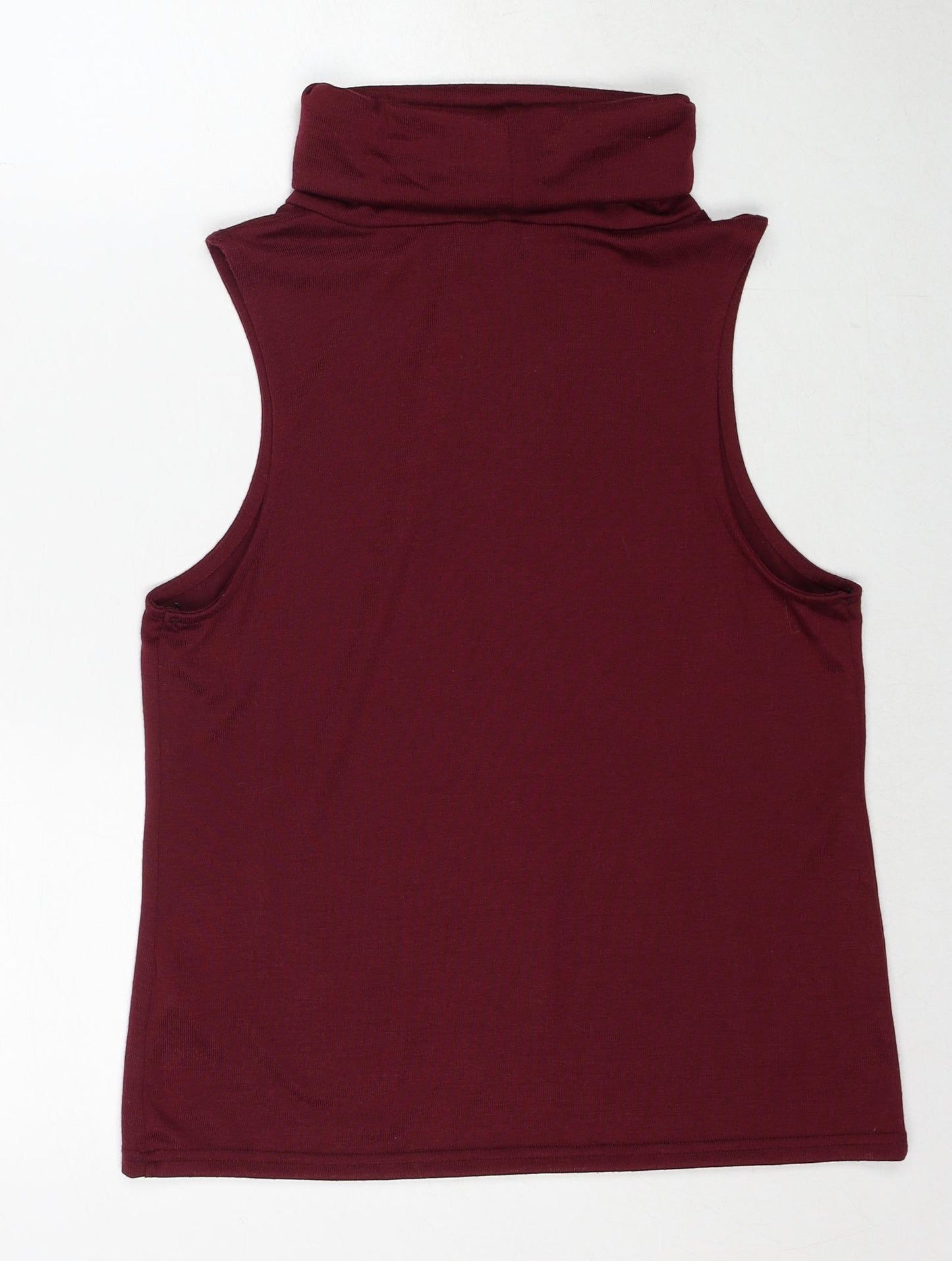 New Look Womens Red Polyester Basic Tank Size 12 Roll Neck