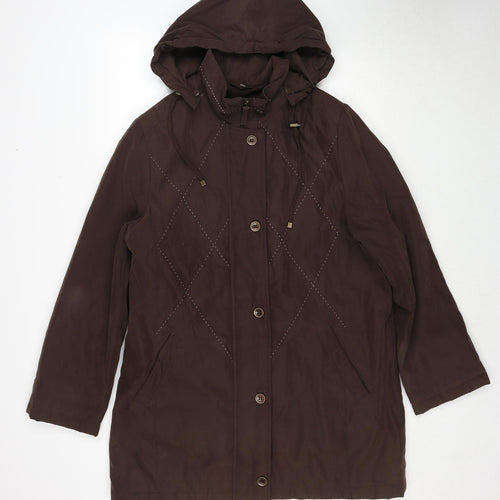 Klass Womens Brown Pea Coat Coat Size L Zip