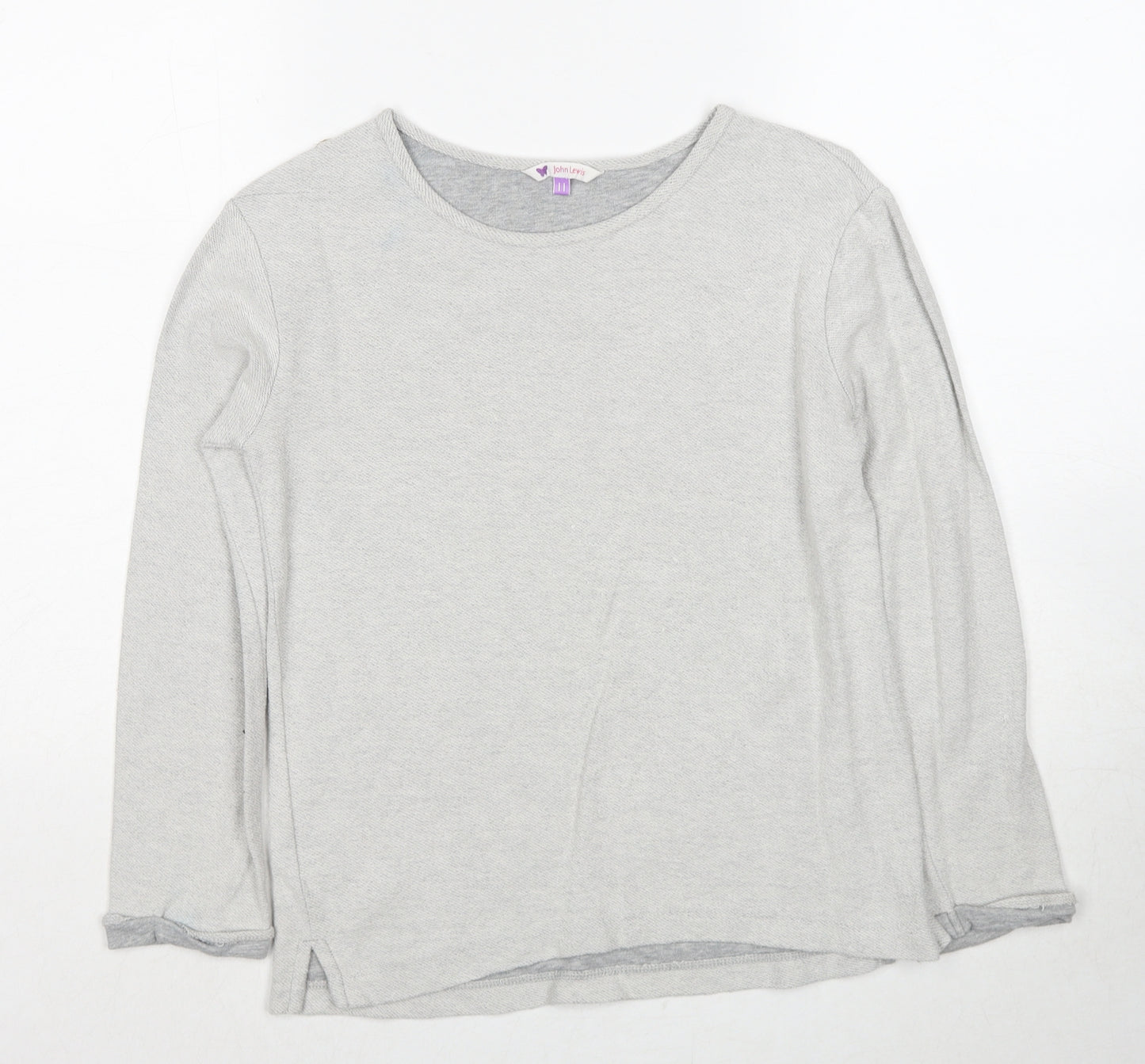 John Lewis Girls Grey Cotton Pullover Sweatshirt Size 11 Years Pullover
