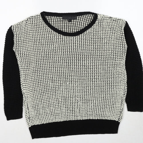 Topshop Womens Black Round Neck Acrylic Pullover Jumper Size 6