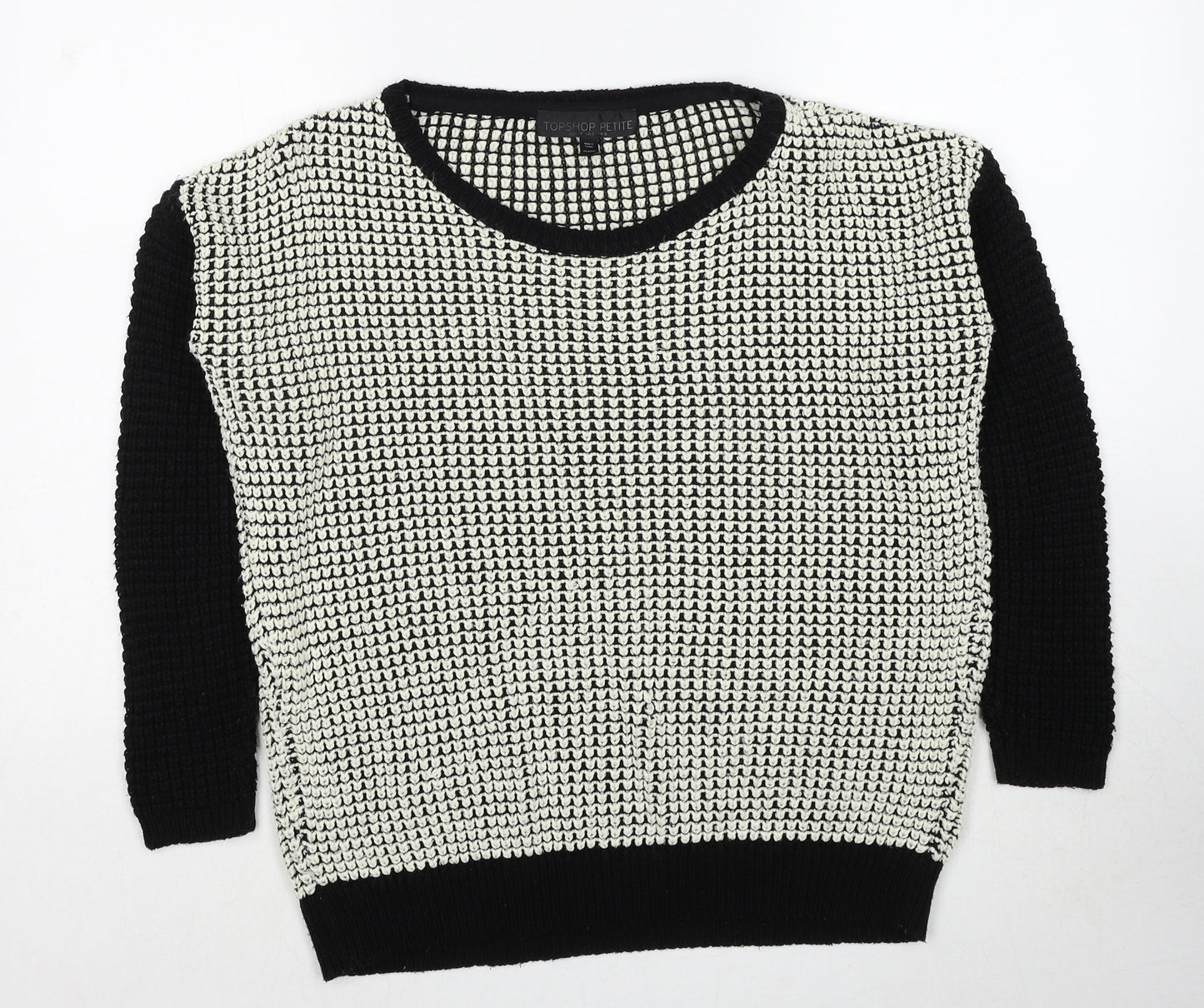 Topshop Womens Black Round Neck Acrylic Pullover Jumper Size 6