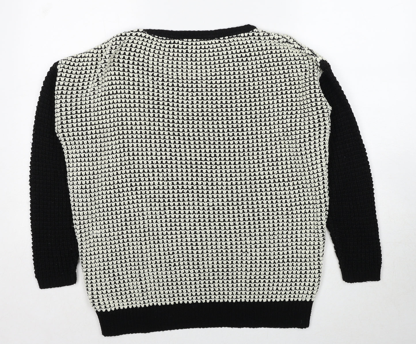 Topshop Womens Black Round Neck Acrylic Pullover Jumper Size 6