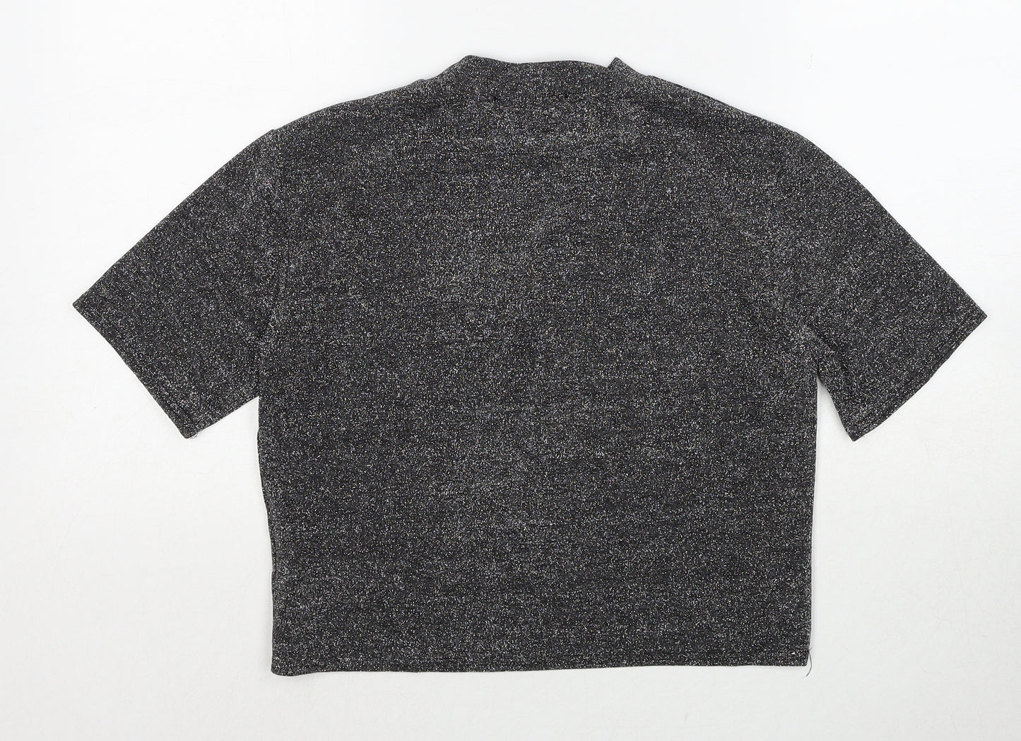 Cooperative Womens Black Geometric Polyester Basic Blouse Size S Round Neck
