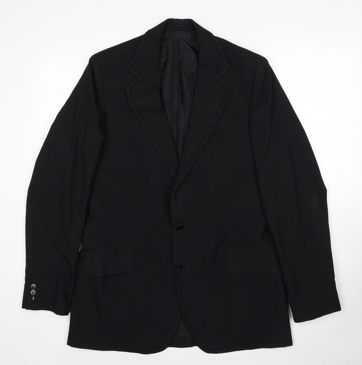 David Lane Mens Black Polyester Jacket Suit Jacket Size 40 Regular