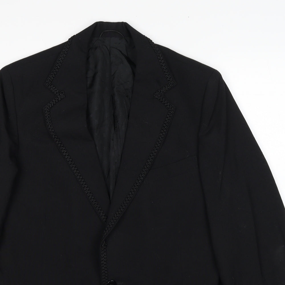 David Lane Mens Black Polyester Jacket Suit Jacket Size 40 Regular