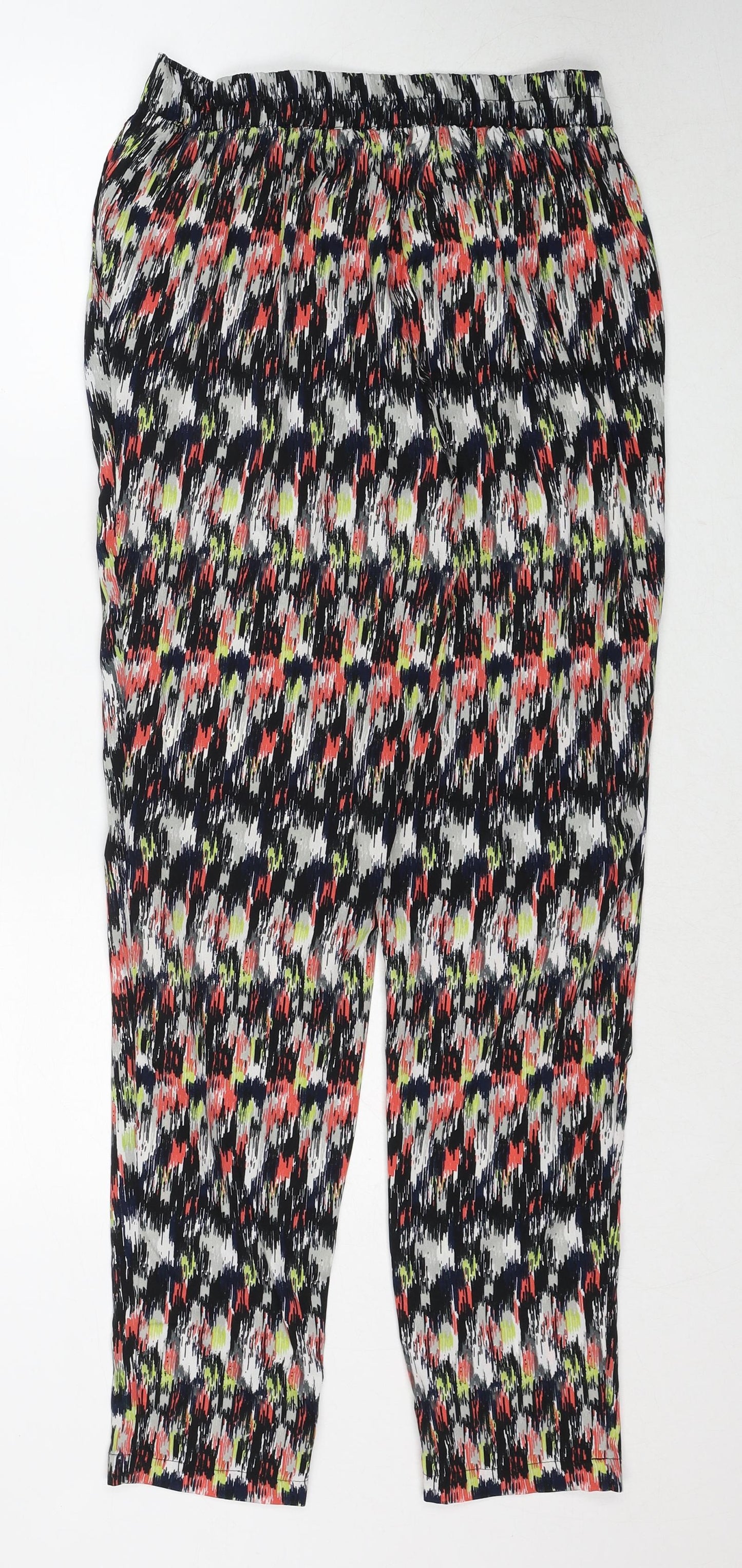 VERO MODA Womens Multicoloured Geometric Polyester Trousers Size M Regular