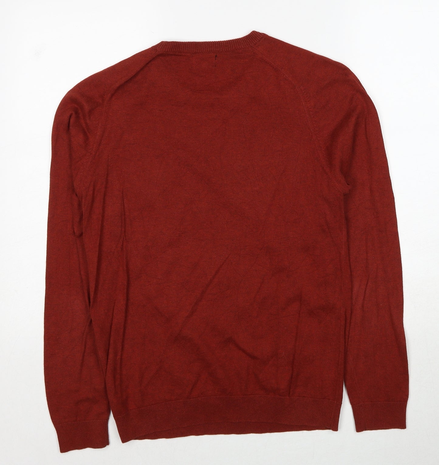 NEXT Mens Red Round Neck Cotton Pullover Jumper Size S Long Sleeve