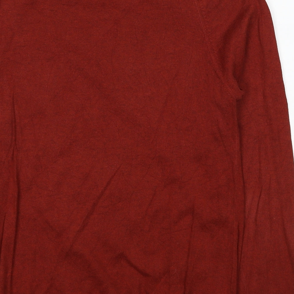 NEXT Mens Red Round Neck Cotton Pullover Jumper Size S Long Sleeve