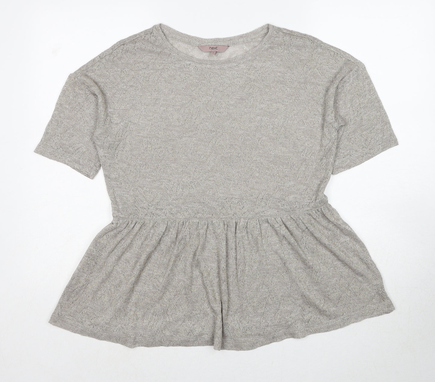 NEXT Womens Grey Polyester Basic T-Shirt Size 8 Round Neck