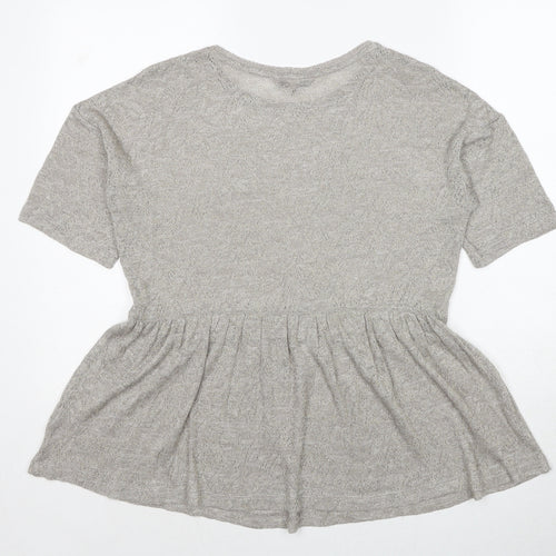 NEXT Womens Grey Polyester Basic T-Shirt Size 8 Round Neck