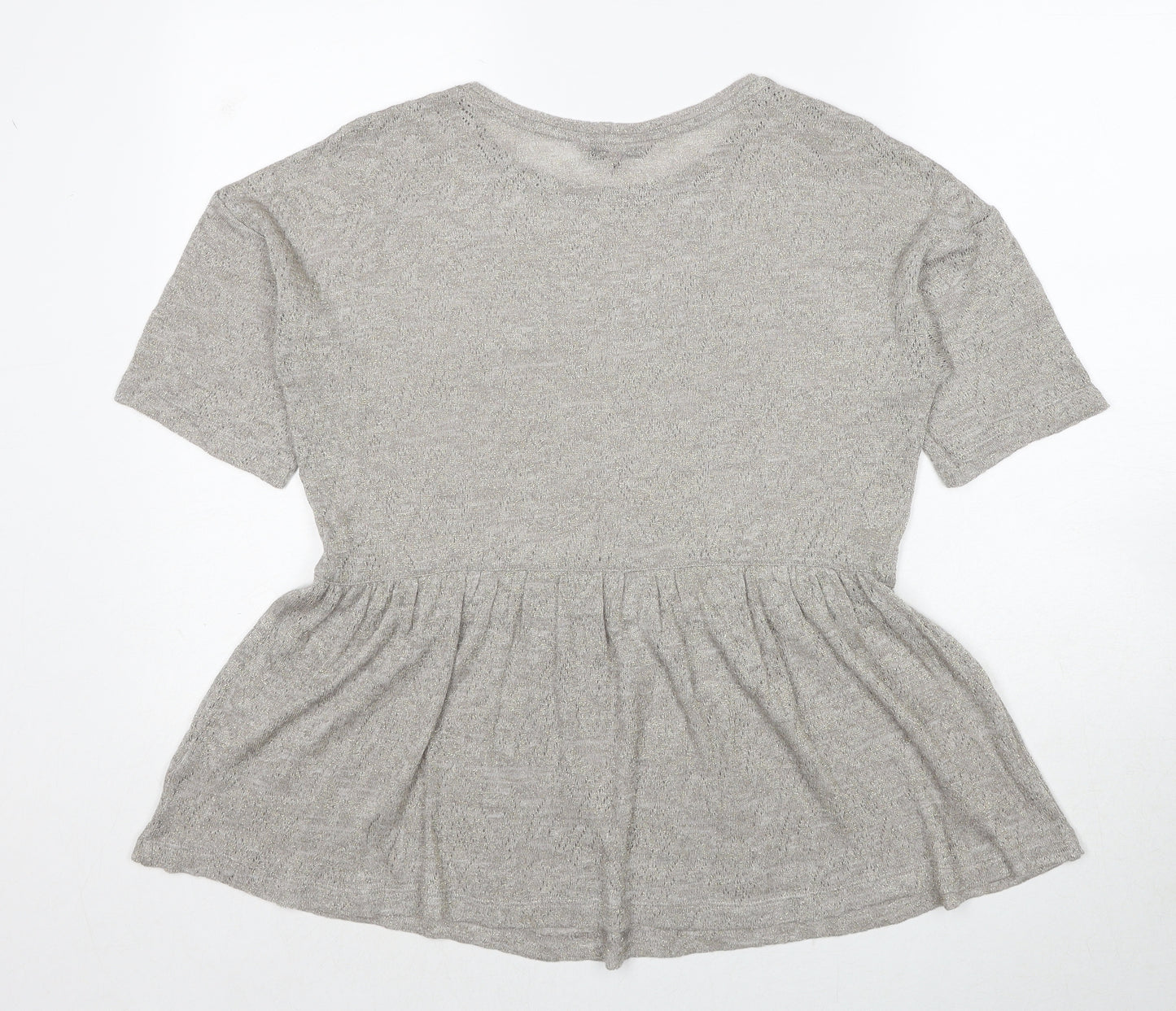 NEXT Womens Grey Polyester Basic T-Shirt Size 8 Round Neck