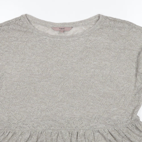 NEXT Womens Grey Polyester Basic T-Shirt Size 8 Round Neck