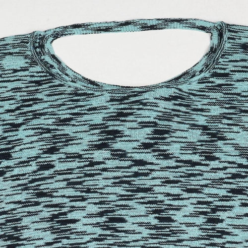 Miss Selfridge Womens Blue Round Neck Geometric Polyester Pullover Jumper Size 8