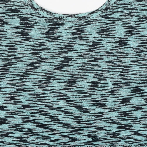 Miss Selfridge Womens Blue Round Neck Geometric Polyester Pullover Jumper Size 8