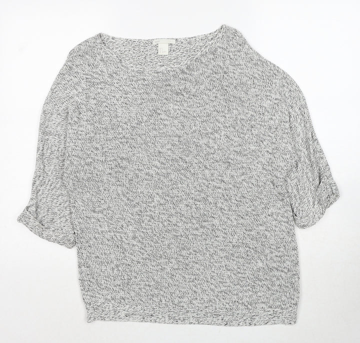 H&M Womens Grey Round Neck Cotton Pullover Jumper Size S