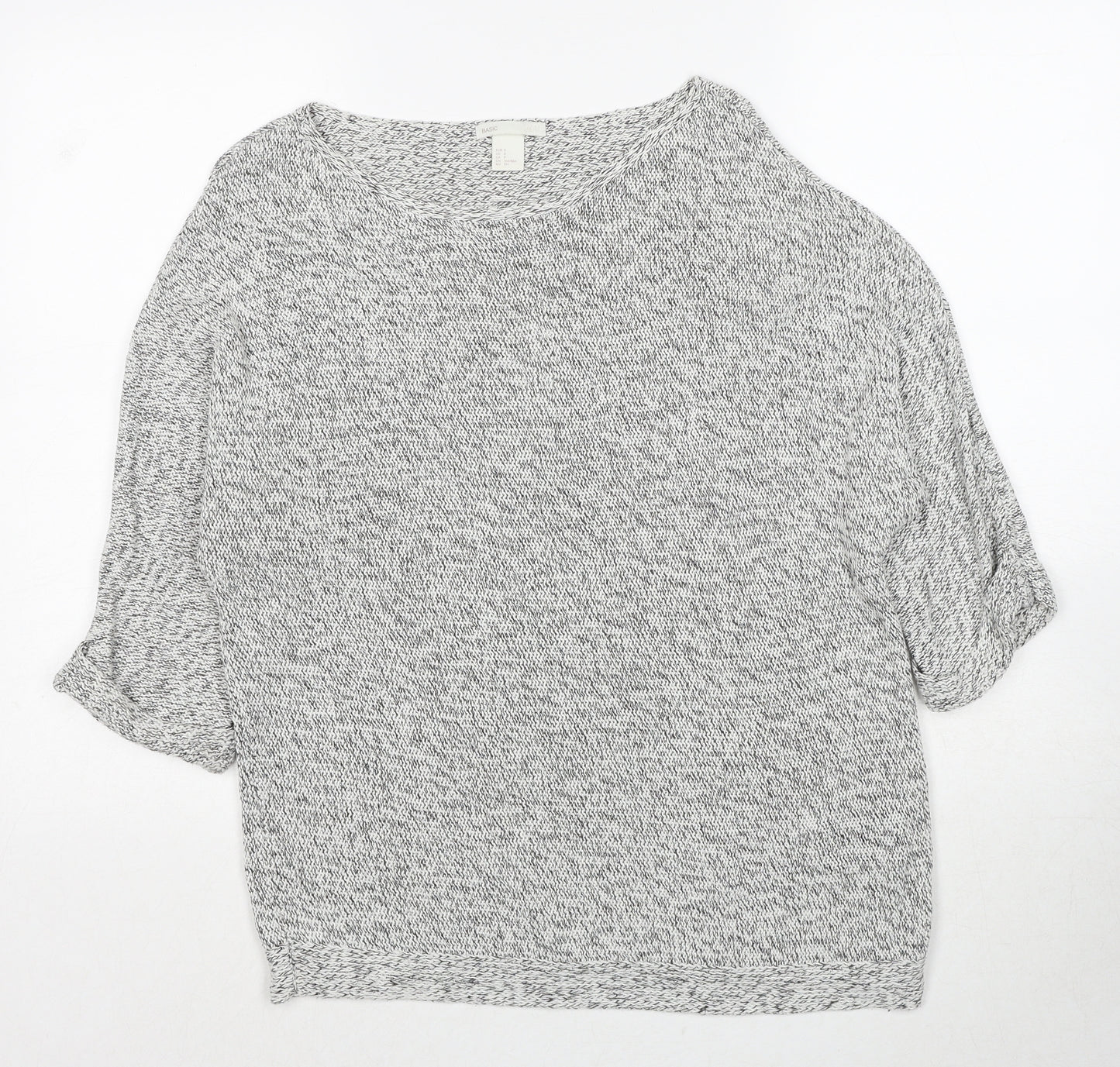 H&M Womens Grey Round Neck Cotton Pullover Jumper Size S