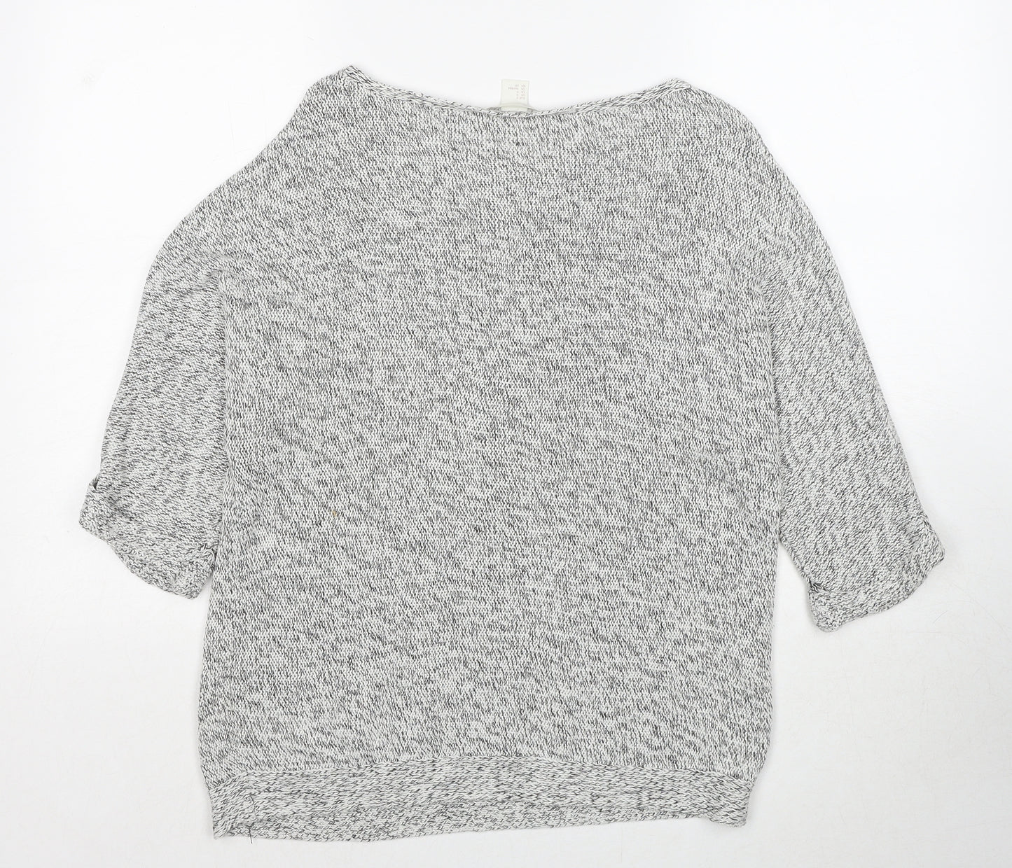 H&M Womens Grey Round Neck Cotton Pullover Jumper Size S