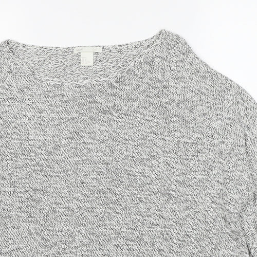 H&M Womens Grey Round Neck Cotton Pullover Jumper Size S