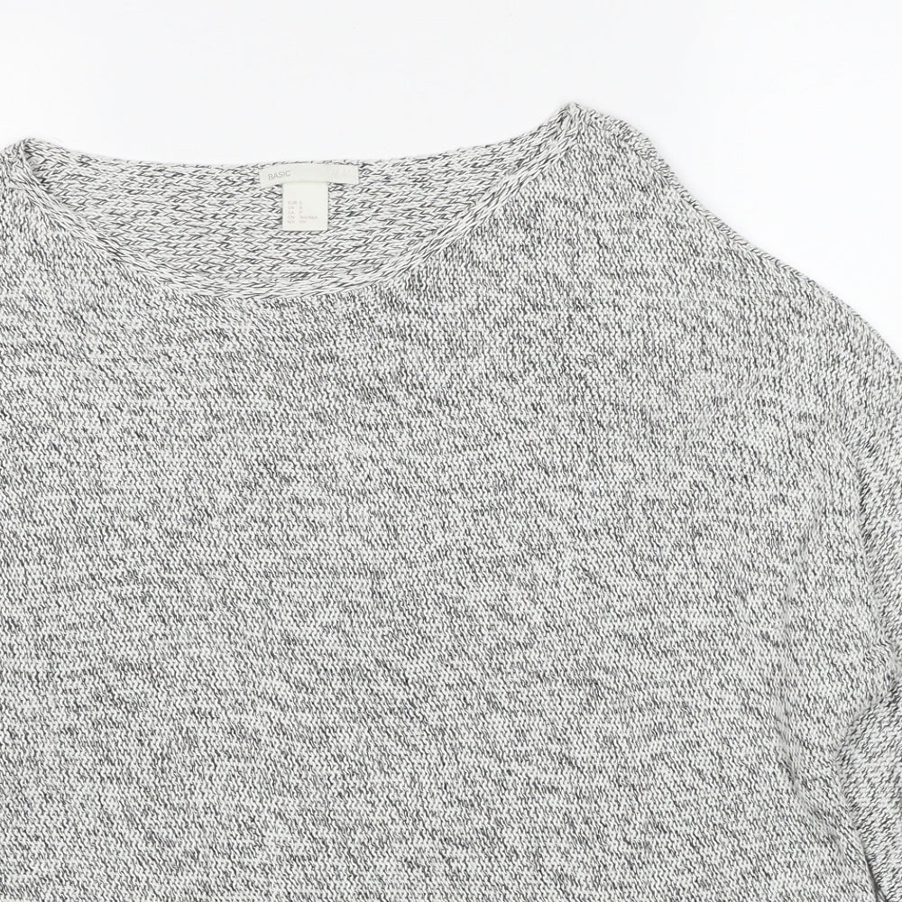 H&M Womens Grey Round Neck Cotton Pullover Jumper Size S
