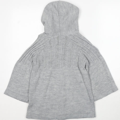 Select Womens Grey Round Neck Acrylic Cardigan Jumper Size M