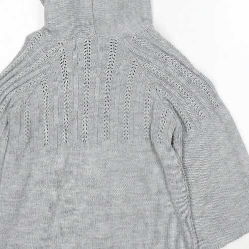 Select Womens Grey Round Neck Acrylic Cardigan Jumper Size M