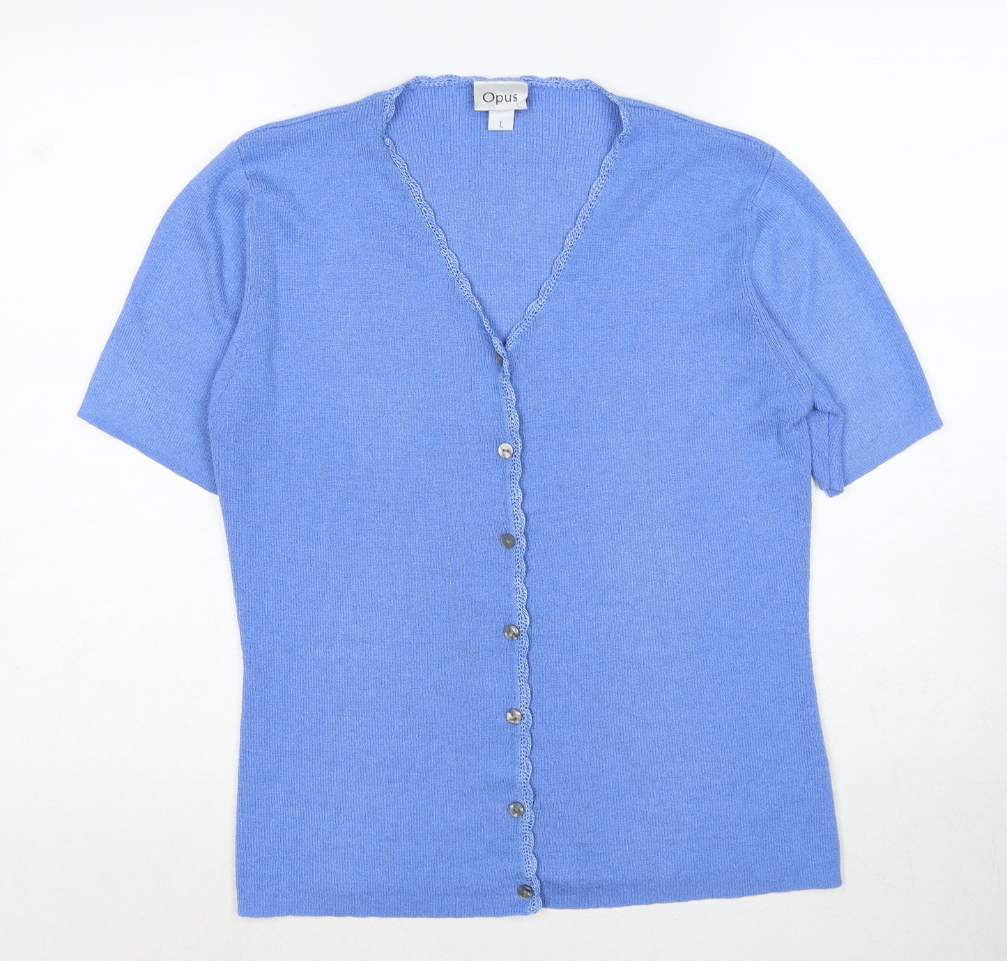 OPUS Womens Blue V-Neck Acrylic Pullover Jumper Size L