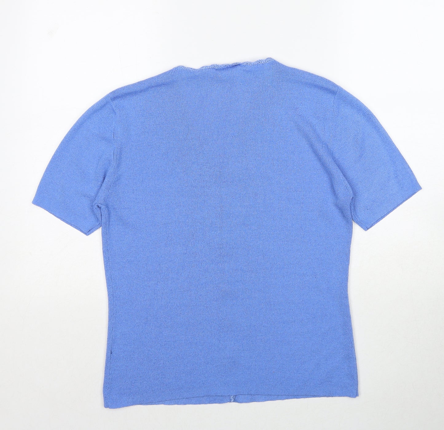 OPUS Womens Blue V-Neck Acrylic Pullover Jumper Size L