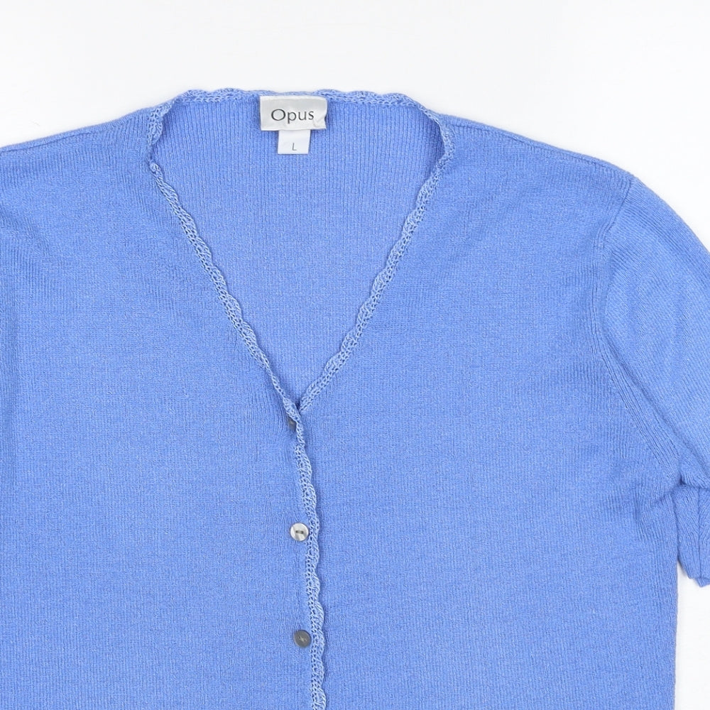 OPUS Womens Blue V-Neck Acrylic Pullover Jumper Size L