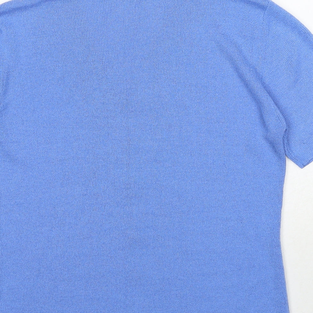 OPUS Womens Blue V-Neck Acrylic Pullover Jumper Size L
