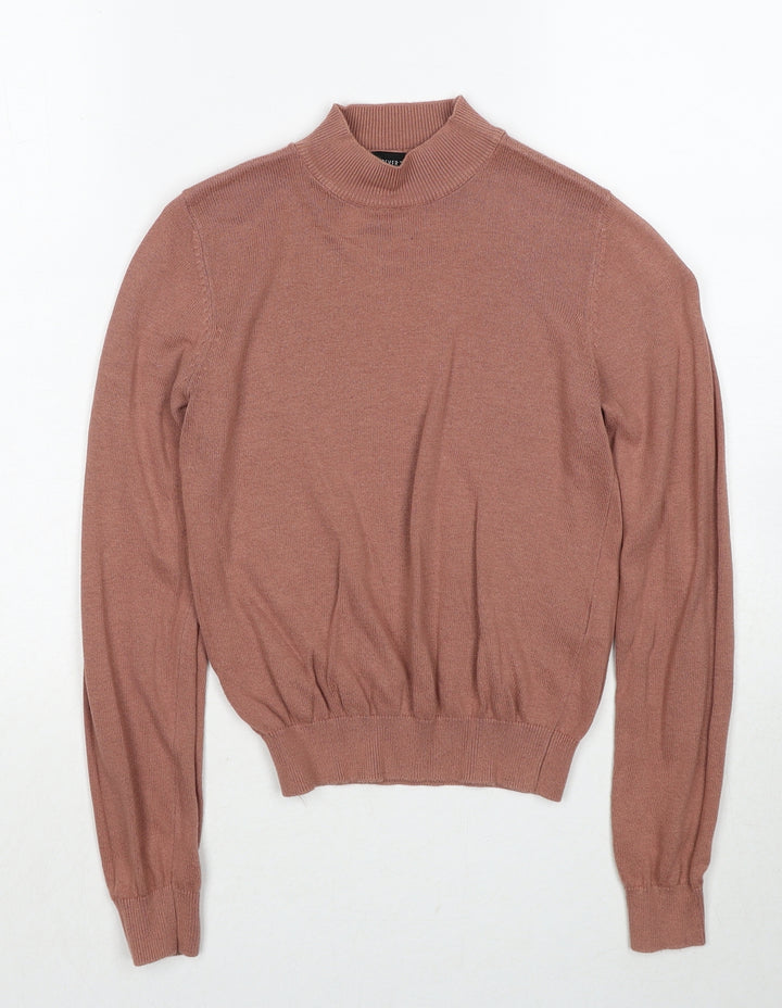FOREVER 21 Womens Brown Mock Neck Cotton Pullover Jumper Size S