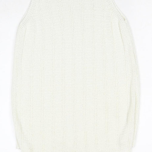 New Look Womens White Polyester Basic Tank Size 8 Round Neck
