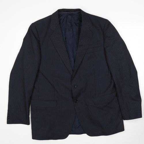 Conforn Mens Blue Striped Polyester Jacket Suit Jacket Size 44 Regular