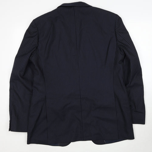 Conforn Mens Blue Striped Polyester Jacket Suit Jacket Size 44 Regular