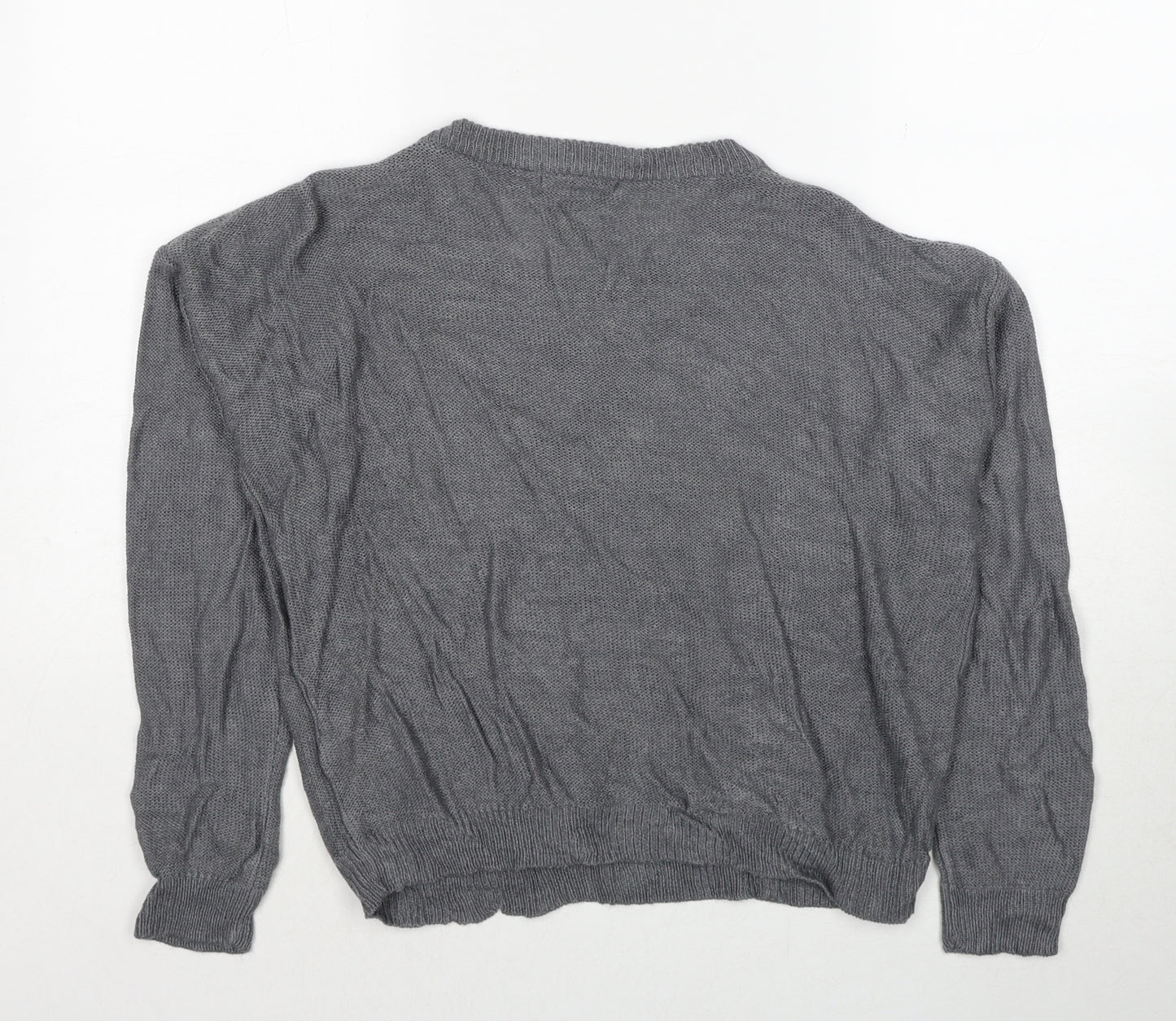 Brave Soul Womens Grey Round Neck Acrylic Pullover Jumper Size XS