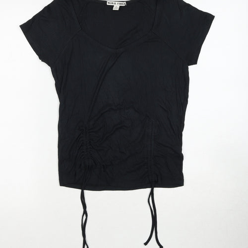 Moral Fiber Womens Black Scoop Neck Viscose Pullover Jumper Size L