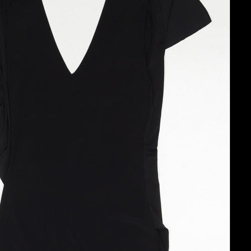 IX London Womens Black Polyester A-Line Size 8 V-Neck Pullover