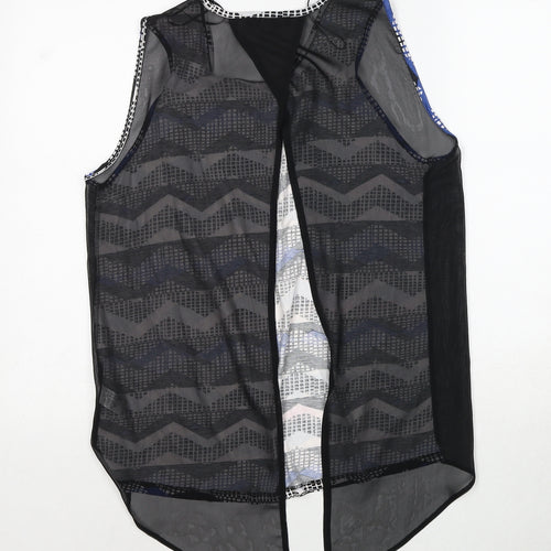 Select Womens Black Geometric Polyester Basic Tank Size 14 Round Neck - Open Back