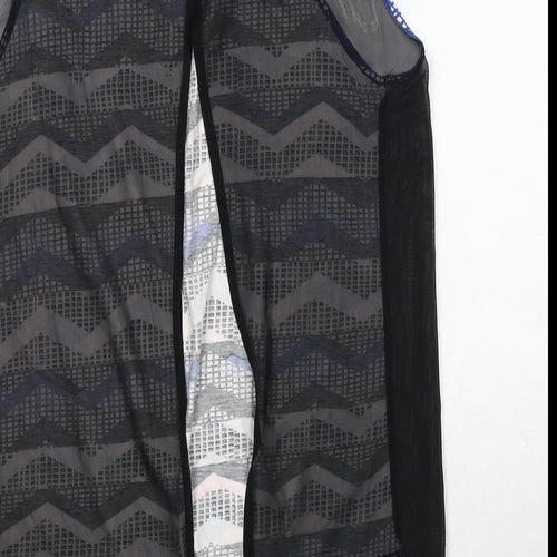 Select Womens Black Geometric Polyester Basic Tank Size 14 Round Neck - Open Back