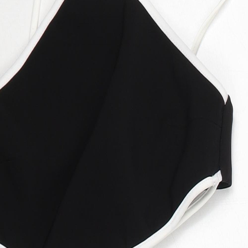 Zara Womens Black Polyester Bodycon Size S V-Neck Zip