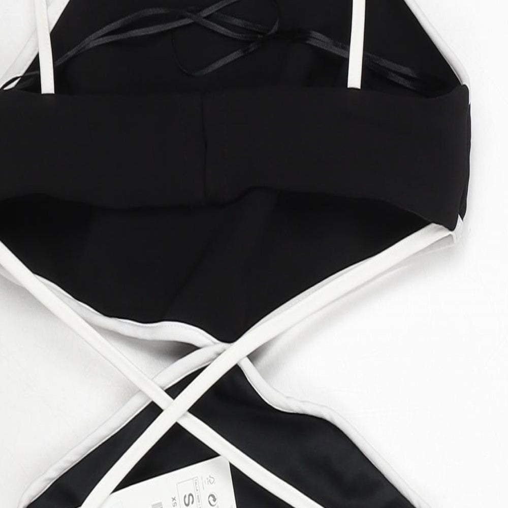 Zara Womens Black Polyester Bodycon Size S V-Neck Zip