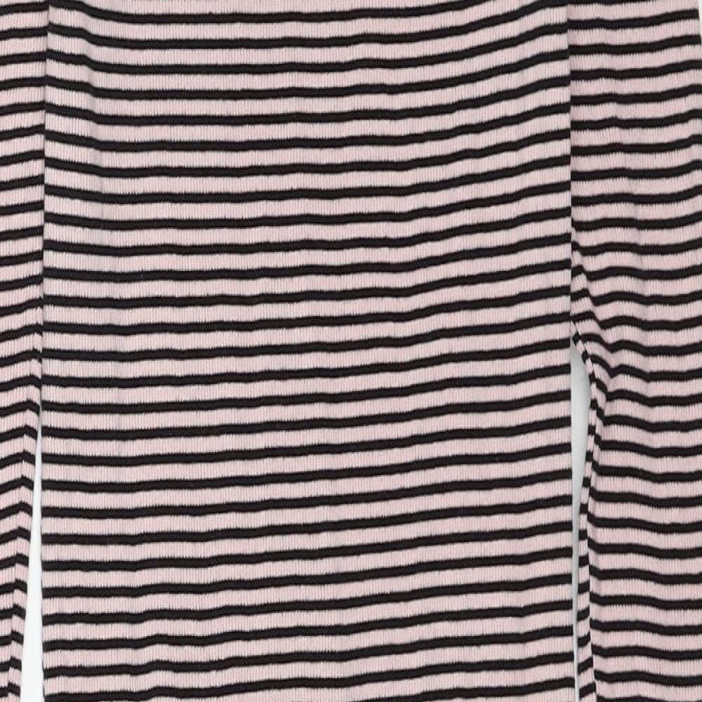 Brave Soul Womens Pink Striped Cotton Jumper Dress Size S Round Neck Pullover