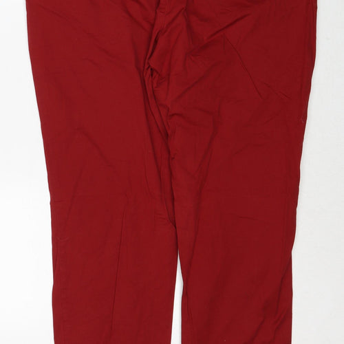 Yessica Womens Red Cotton Chino Trousers Size 14 Regular Zip