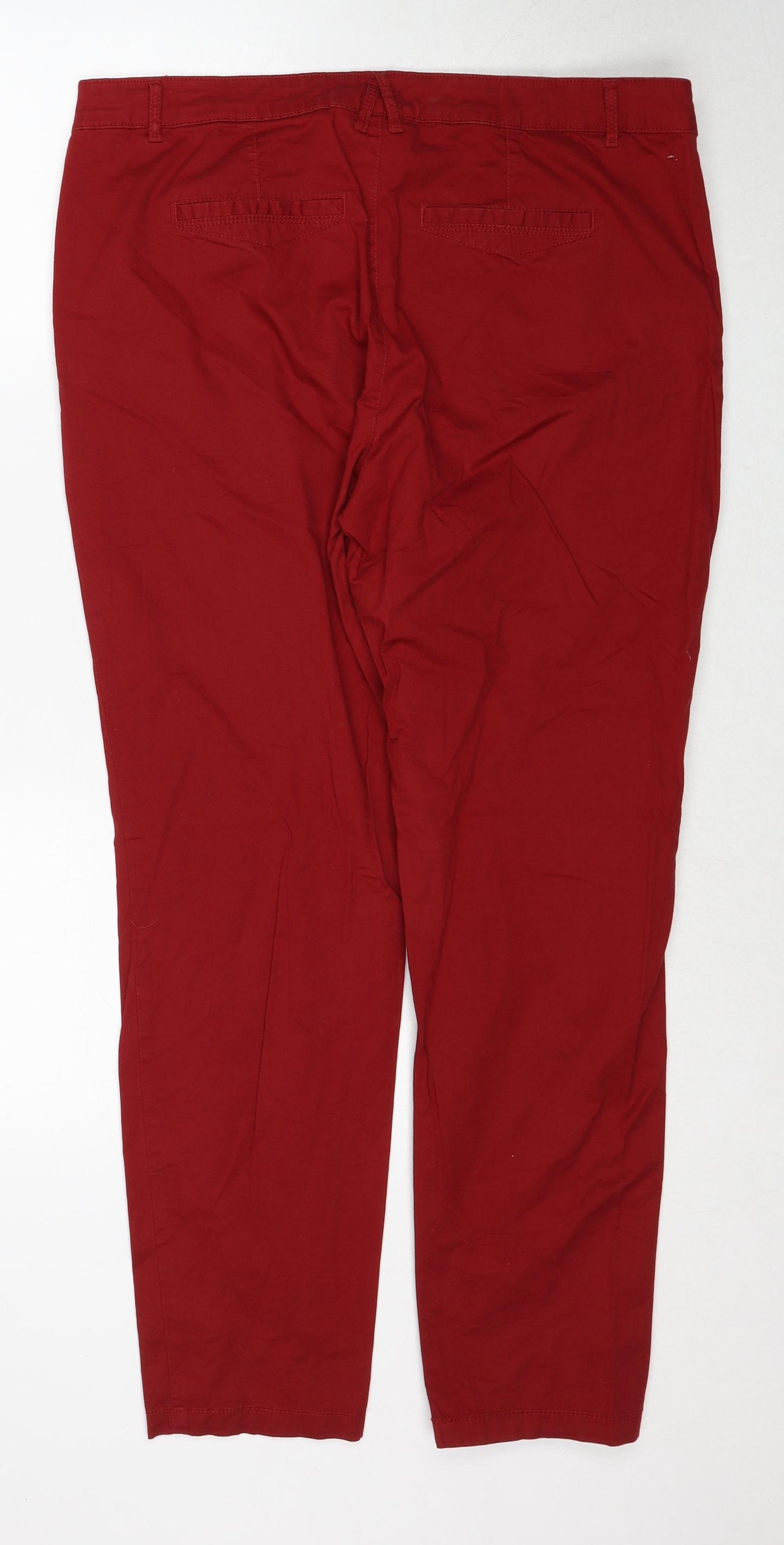 Yessica Womens Red Cotton Chino Trousers Size 14 Regular Zip