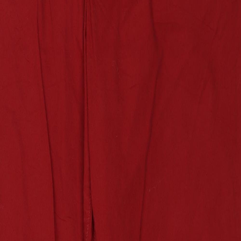 Yessica Womens Red Cotton Chino Trousers Size 14 Regular Zip