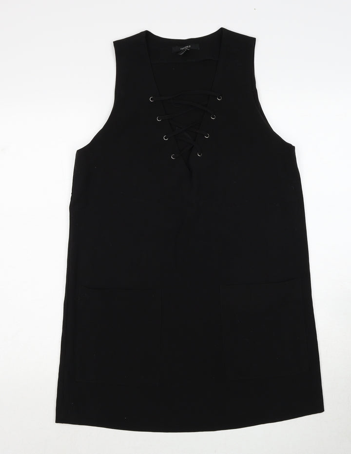 FOREVER 21 Womens Black Polyester A-Line Size M V-Neck Pullover