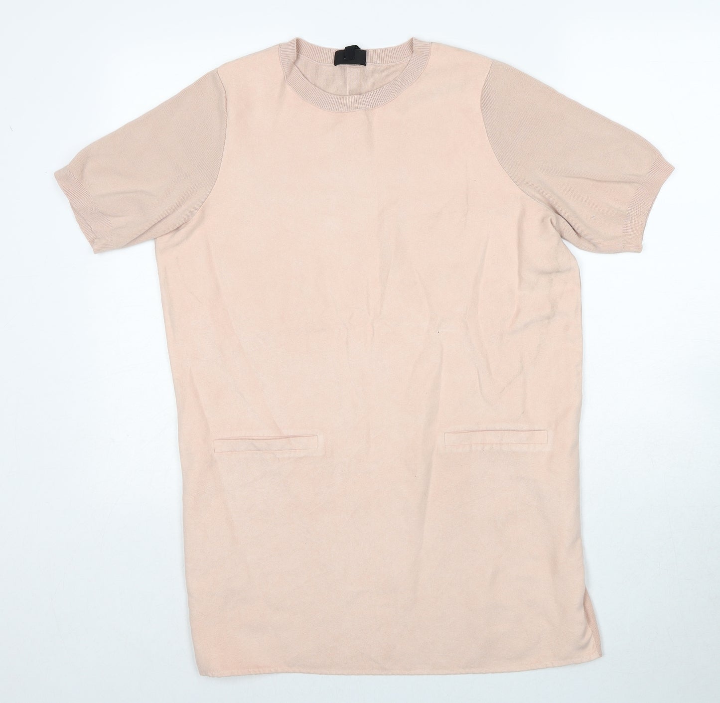 Topshop Womens Pink Viscose Basic T-Shirt Size 12 Round Neck