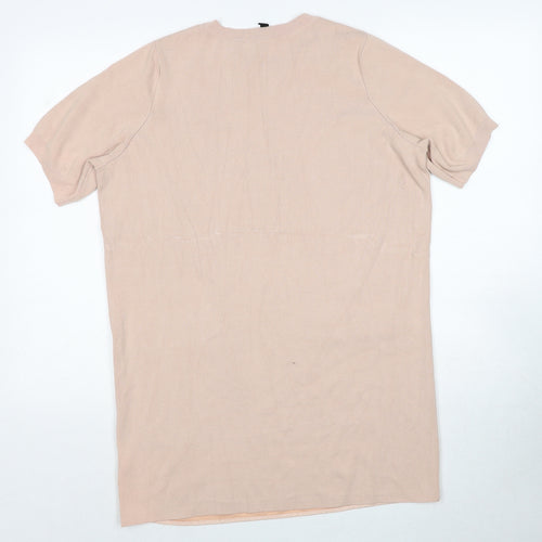 Topshop Womens Pink Viscose Basic T-Shirt Size 12 Round Neck