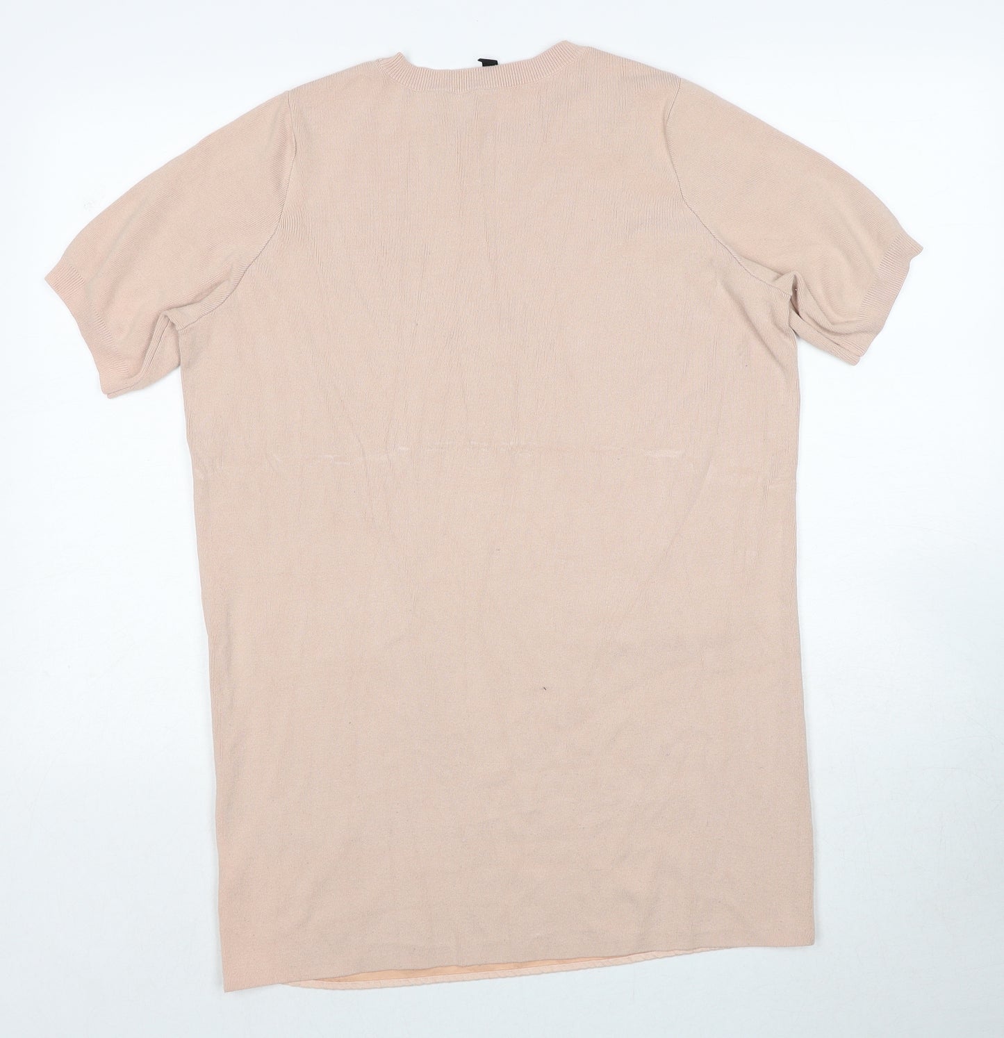 Topshop Womens Pink Viscose Basic T-Shirt Size 12 Round Neck